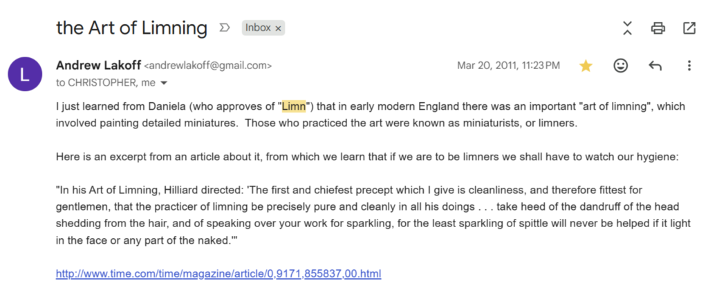 screenshot of email