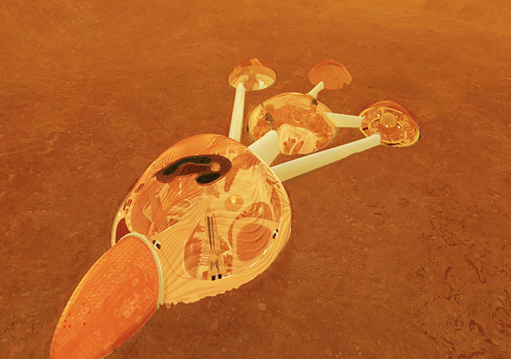 artistic depiction of City of Wisdom in orange