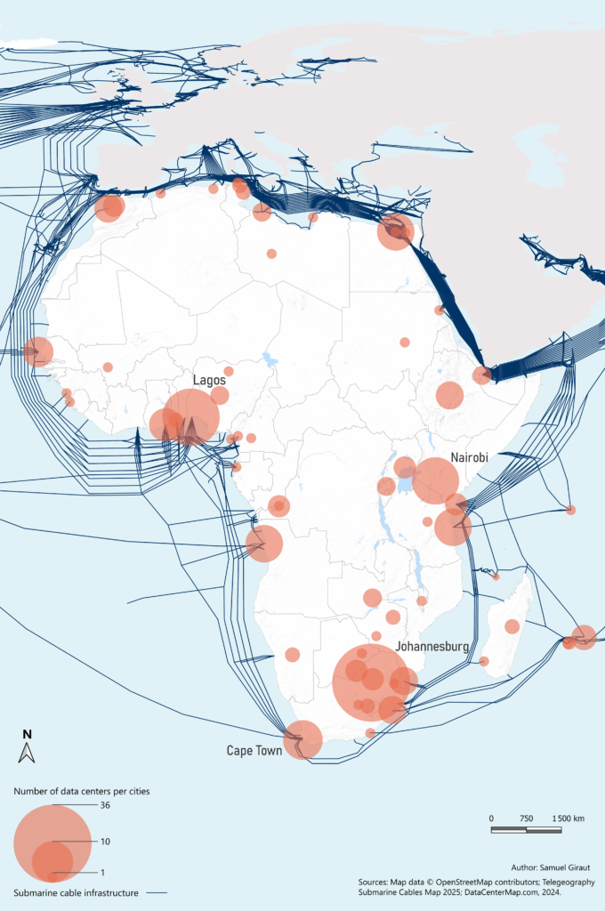 map diagram with routes around continent of Africa