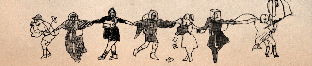 cartoon from book in sepia