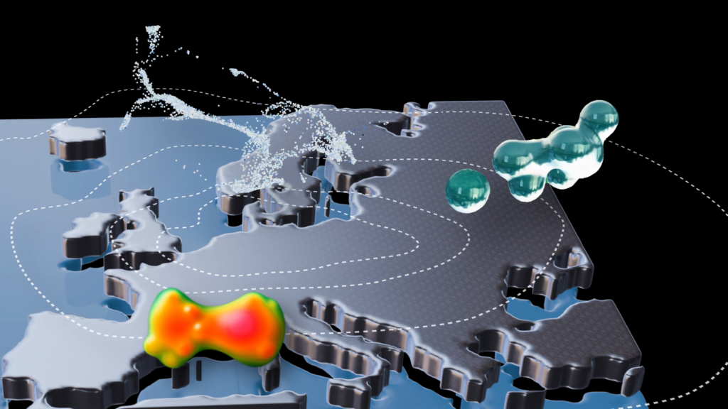 digital diagram over cartographic ground