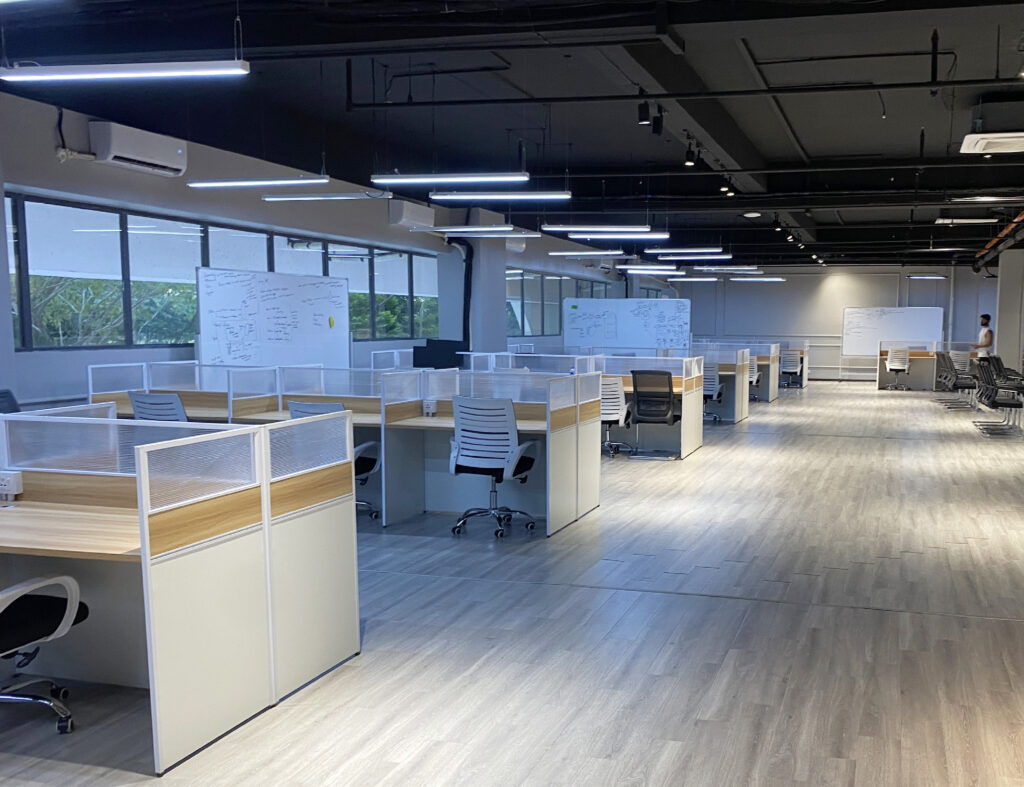 Empty office space with cubicles